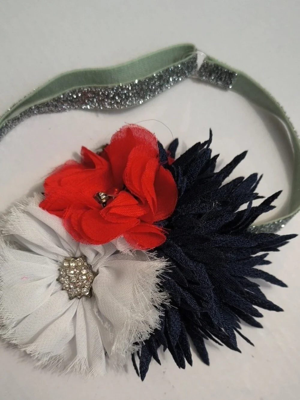 Women’s Navy, White & Red Floral Headband